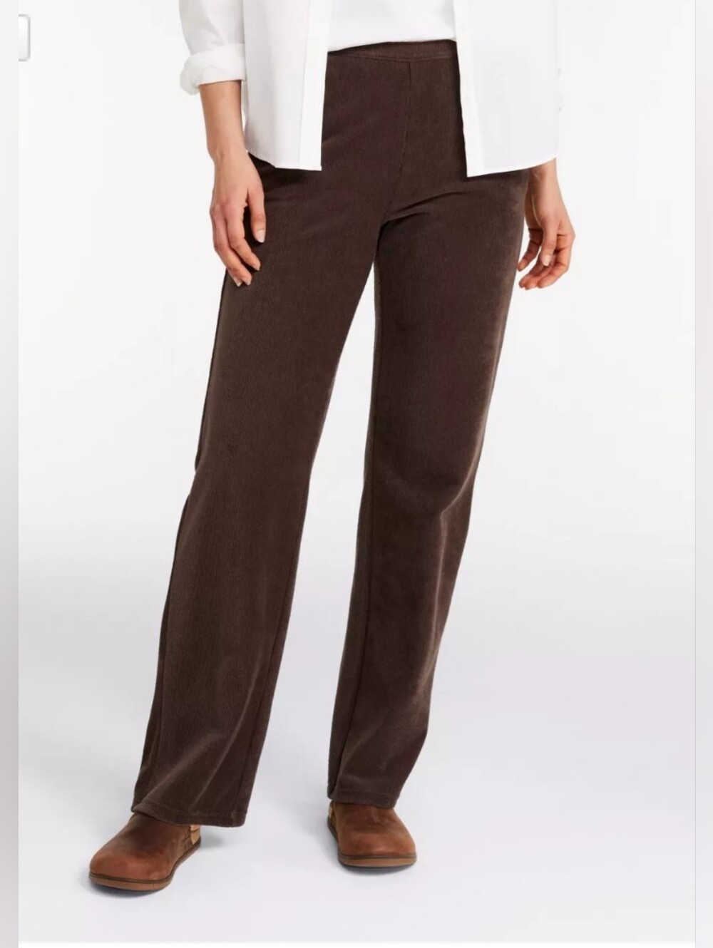 LL Bean Perfect Fit Knit Cords Straight Leg Size M Stretch Pockets Elastic Waist